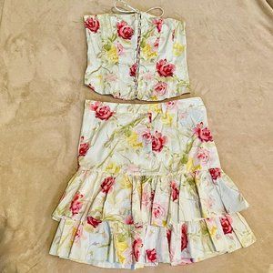 Ralph Lauren Floral Corset Top and Skirt - Size 10